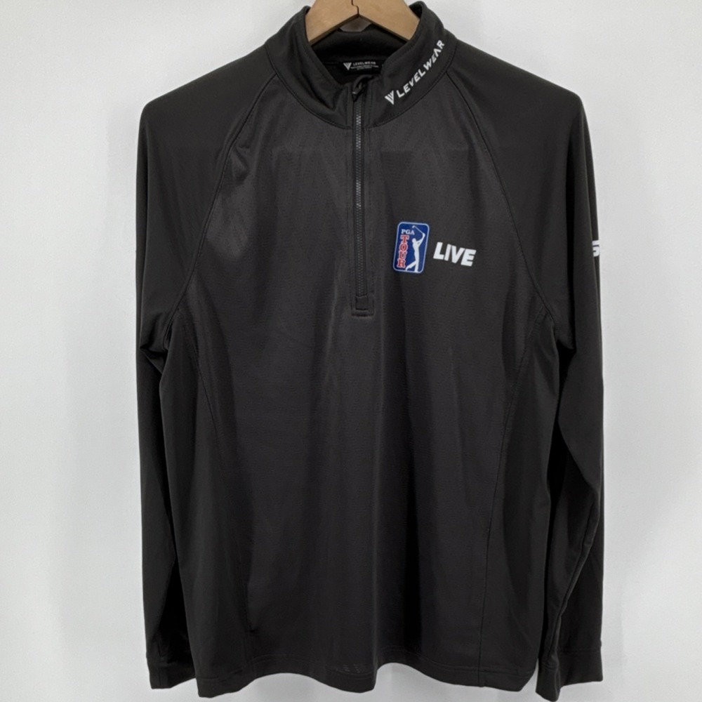 Levelwear PGA Tour Live ESPN+ Men's Golf Pullover Gray Long Sleeve 1/4 Zip M